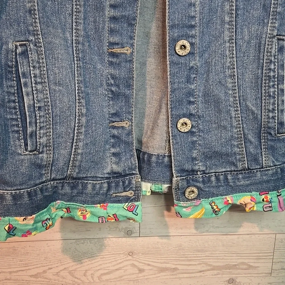 Levi's Kids Denim Jacket with Fun Patterned Sleeves Sz Medium 10-12yrs